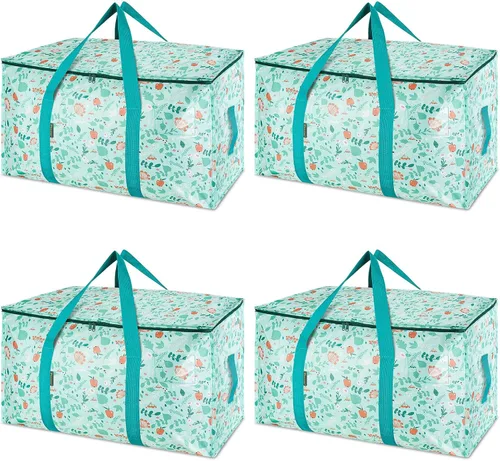 Miniatura 11 de BALEINE Paquete de 2 bolsas de mudanza de gran tamaño con asas reforzadas, bolsa de almacenamiento resistente para ropa, suministros de mudanza