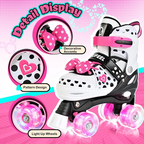 Miniatura 3 de Patines de ruedas para niñas con lunares, color blanco, S