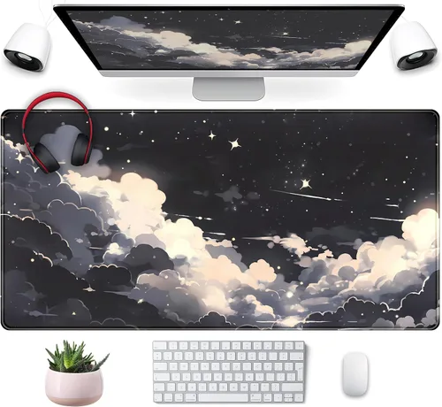 Miniatura 11 de Tapete para teclado bohemio con pintura pastel, tapete para mouse con plantas verdes matcha, accesorios abstractos, tapete de escritorio