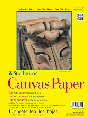 Miniatura 5 de Strathmore Serie 300 - Paquete de papel de lienzo, encuadernado con pegamento, 6x6 pulgadas, 10 hojas (115lb/187g) - Papel de artista para adultos