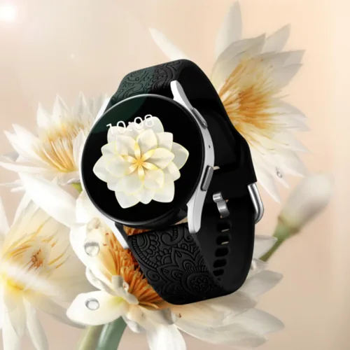 Miniatura 2 de Odbeai Correa compatible con Galaxy Watch 6, bandas grabadas florales compatibles con Samsung Watch 7, silicona suave, transpirable, impermeable