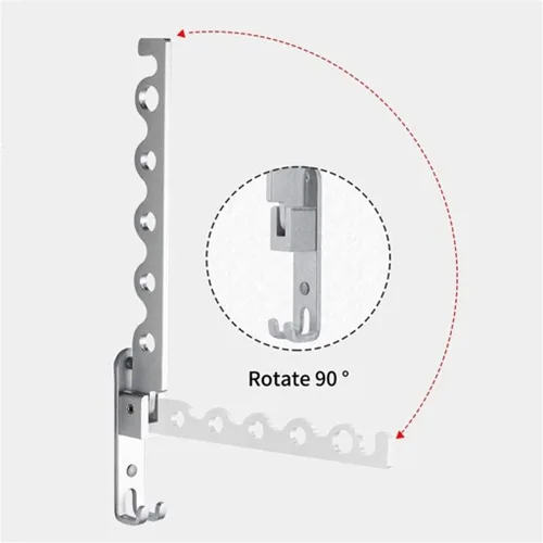 Miniatura 5 de Colgador de ropa plegable montado en la pared Perchero retráctil (D)