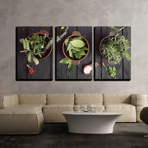 Miniatura 118 de wall26 Lienzo enmarcado para pared, juego de arte de hierbas, verduras y condimentos en madera, alimentos, fotografía cultural, realismo, paisaje