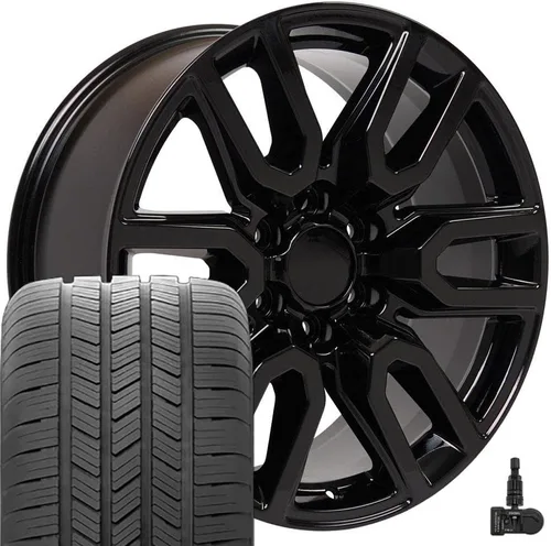 Miniatura 7 de OE Wheels CV36 20x9 Llantas negras brillantes de 20 pulgadas, juego de 4, ruedas de 6 x 139.7 – TPMS opcional y paquetes de neumáticos y llantas