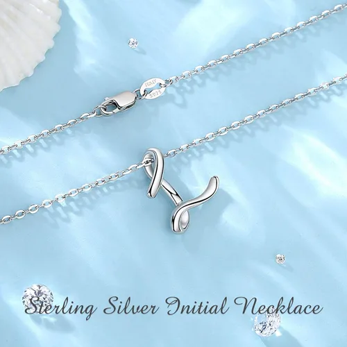 Miniatura 51 de EUDORA Collares de plata esterlina con inicial para mujer, regalos clásicos de 26 letras sin cuello para niñas, hermana, madre hija, cadena de 18