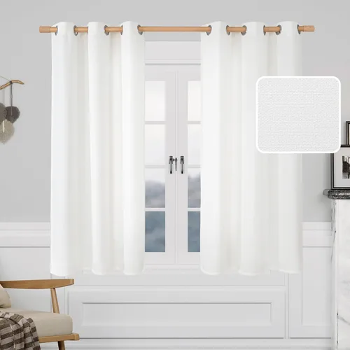 Miniatura 19 de LAMIT Cortinas de Lino Blancas Semitransparentes para Dormitorio, Paneles Filtrantes de Luz, Cortinas de Lino con Ojales de Protección de Privacidad