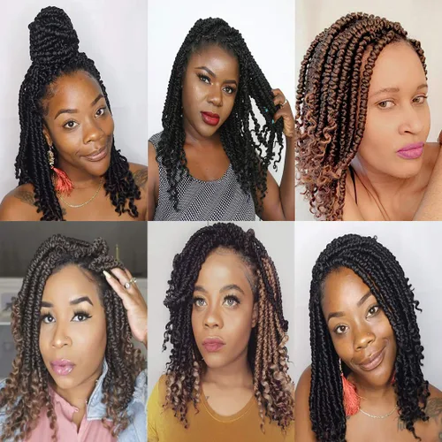 Miniatura 7 de Pelo de ganchillo senegalés pre primavera trenzado para mujeres negras, pelo sintético Passion Twist trenzado, pelo corto de 12 pulgadas rizado #1B