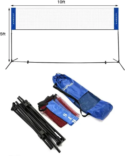 Miniatura 3 de LDAILY Juego de red de bádminton portátil de 10 pies, juego deportivo para bádminton, tenis, voleibol, red de entrenamiento con soporte