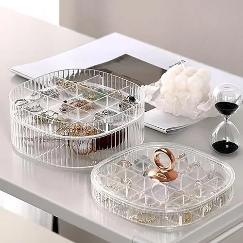 Miniatura 4 de Joyero, organizador de joyas de acrílico de 3 capas con asa, cajas de joyería transparentes para mujeres y niñas, organizador de maquillaje, soporte
