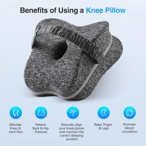 Miniatura 5 de Almohada de rodilla para dormir de lado, almohada de espuma viscoelástica para dormir de lado con correa, almohadas de alineación entre las piernas