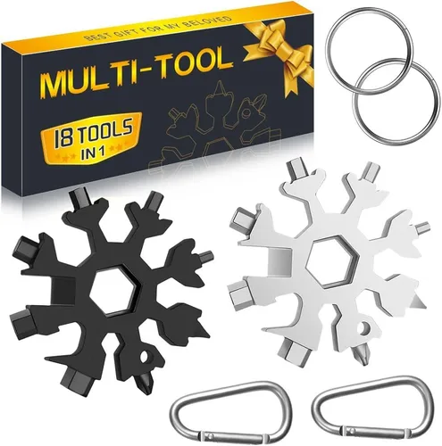 Regalos de Navidad multiherramienta 18 en 1 con copos de nieve para hombres, paquete de 2 herramientas múltiples para papá de hija hijo, regalos