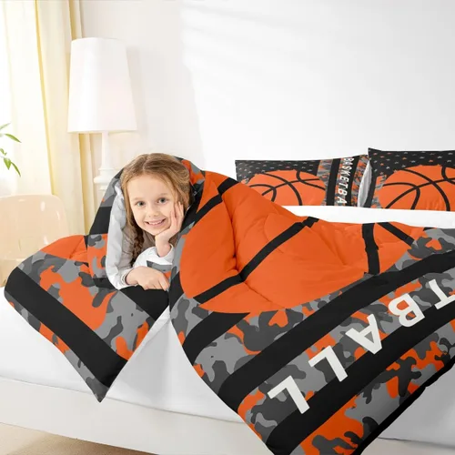 Miniatura 66 de Feelyou Juego de edredón de baloncesto para niñas y niños, juego de ropa de cama con juegos de pelota, decoración de habitación, regalo para amantes