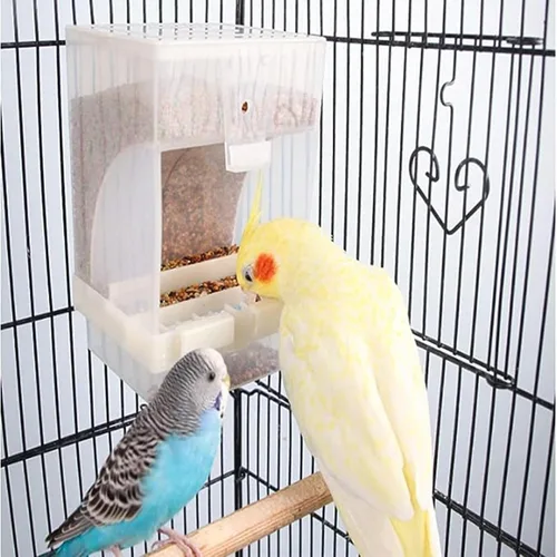 Miniatura 4 de PINVNBY Comedero para pájaros sin ensuciar, 2 unidades, alimentador automático para pájaros para jaulas, contenedor de alimentos para semillas