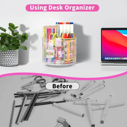Miniatura 6 de Wawocs Organizador de Lápices de Acrílico para Escritorio 4 Compartimentos con Pegatina de Bricolaje Adhesiva, Organizador de Suministros de Arte