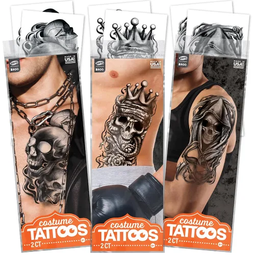Miniatura 8 de Paquete variado de tatuajes temporales de Halloween espeluznantes, más de 100 diseños aterradores para niños y adultos, incluye fantasmas