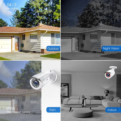 Miniatura 4 de ZOSI Paquete de 4 cámaras de seguridad para el hogar HD-TVI de 2MP 1080p HD-TVI 1920 TVL, 24 LED, visión nocturna de 80 pies, ángulo de visión
