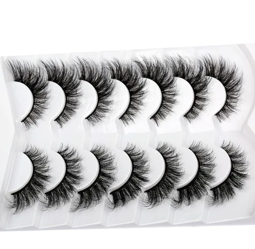 Miniatura 317 de Pooplunch - Pestañas postizas finas de visón sintético, estilo ojo de gato, naturales, cruzadas, tipo racimo, efecto 8D de volumen, tiras