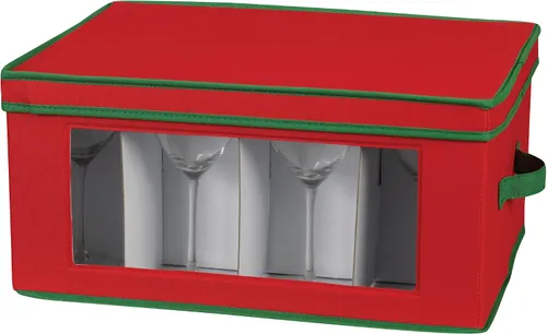 Miniatura 8 de Household Essentials Caja de almacenamiento para copas con ventana, con tapa, 12 compartimentos de almacenamiento, asas dobles, perfecta