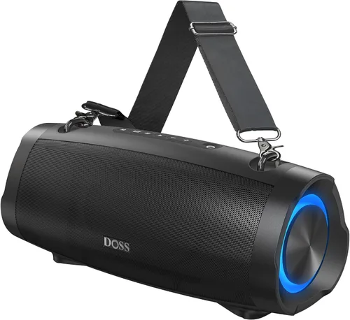 DOSS Extreme Boom Pro D100, altavoz Bluetooth de 70 W con graves profundos, IPX6 impermeable, batería de 10400 mAh 24H, banco de energía integrado,