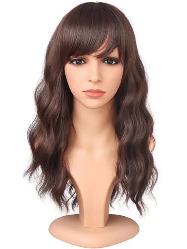 Miniatura 24 de Pelucas Bob Onduladas Negras Naturales a la Altura del Hombro Para Mujeres Pelucas Cortas Onduladas Con Flequillo Pelucas Sintéticas Onduladas