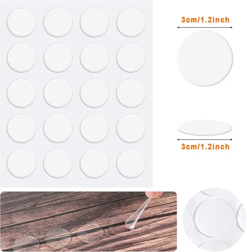 Miniatura 2 de Zonon 200 unidades de puntos adhesivos de doble cara transparentes, pegamento para globos, pegamento redondo, mini, sin rastros, adhesivo