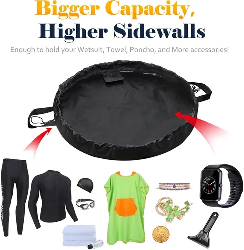 Miniatura 3 de Wetsuit Change Mat, Portable Large Beach Dry Bag Waterproof Changing Mats with Shoulder and Handle Strap for Surfing Negro
