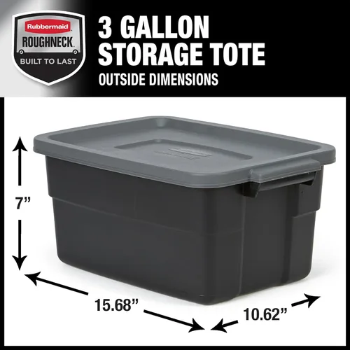 Miniatura 2 de Rubbermaid Paquete de 6 Contenedores Resistentes y Duraderos de 3 GAL para Almacenamiento con Tapas a Presión y Asas, Contenedores de Almacenamiento