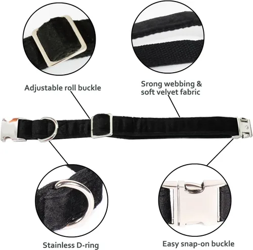 Miniatura 3 de Bubblepup Collar de terciopelo para perro, collar suave para perros pequeños, medianos y grandes