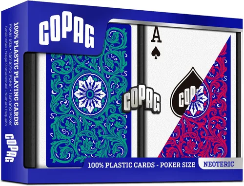 Miniatura 3 de Copag 1546 Neoteric Design - Juego de cartas 100% de plástico, tamaño de póquer (estándar) verde/rojo (índice jumbo, 1 juego)