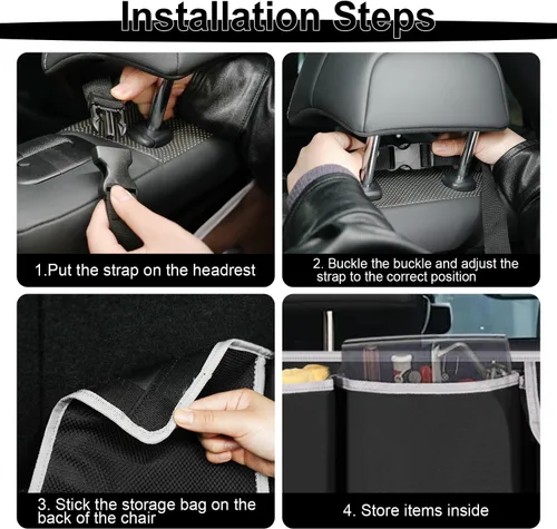Miniatura 6 de UYYE Organizador Colgante para Maletero, Bolsa para Asiento Trasero, Accesorios para Interior de Automóvil con 4 Bolsillos y 2 Bolsas de Malla