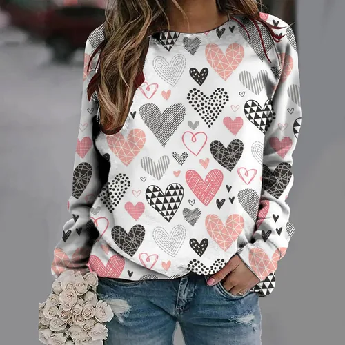 Miniatura 2 de Sudadera de manga larga con estampado de leopardo y corazón para mujer, para el día de San Valentín, sin botones, para niñas, regalos