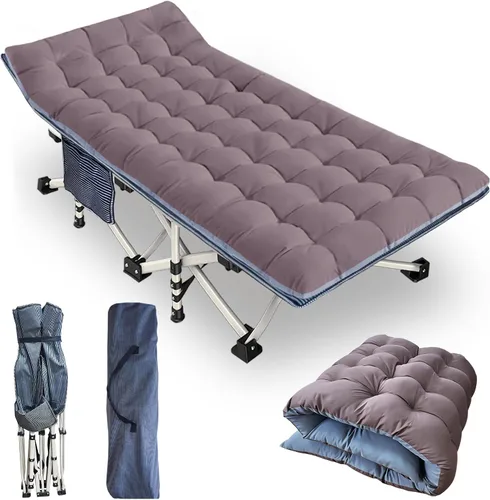 Miniatura 7 de Catre de Camping con Almohadilla Gruesa Catres para Dormir Cama de Camping Catre Plegable 450LBS(Carga Máxima) Cómodo Doble Capa Oxford Resistente