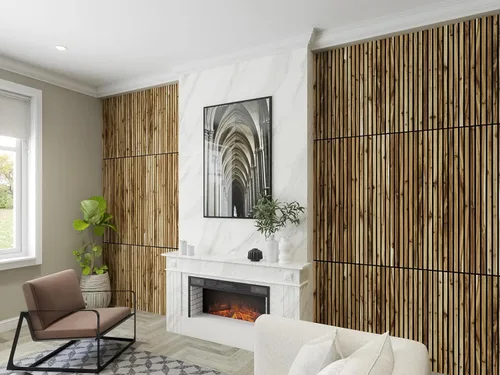 Miniatura 6 de Woody Walls Paneles de pared de listones de madera maciza, cada panel de pared de listones de madera está hecho de madera real, los paneles