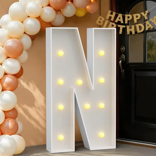 Miniatura 11 de IMPRSV Letras de mosaico iluminadas de marquesina, 4 pies para globos y fiestas, decoración de kit de arco