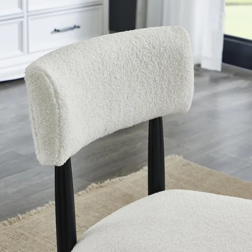 Miniatura 6 de Roundhill Furniture Ellis Boucle - Juego de 2 sillas de comedor tapizadas, color blanco y negro mate