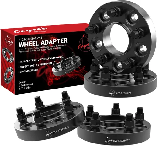 Miniatura 8 de Wheel Accessories Parts 2 espaciadores de rueda centrados en buje 5 en 4.724 in 0.197x4.724 in 0.787 in grueso 2.857 in Hub M14x1.5 14x1.5 rosca