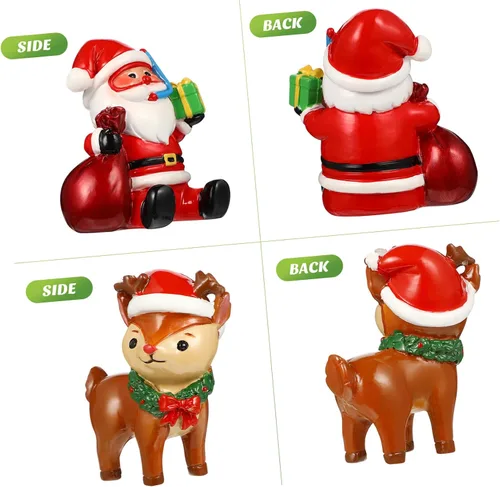 Miniatura 2 de Totority 2 piezas de decoración de acuario de Navidad, Papá Noel, reno, resina, pecera, adornos para decoración navideña, seguros y resistentes al