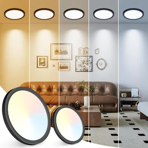 Miniatura 9 de Peasur - Lámpara de techo led de 18 cm, montaje empotrado ajustable, 3000 K/3500 K/4000 K/5000 K/6500 K, 1500 LM, 15 W, lámpara redonda blanca Blanco