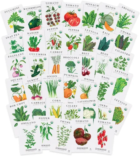 Miniatura 8 de Sereniseed Semillas vegetales orgánicas certificadas (paquete de 20) – sin OMG, polinizadas abiertas – Albahaca, guisante a presión, brócoli