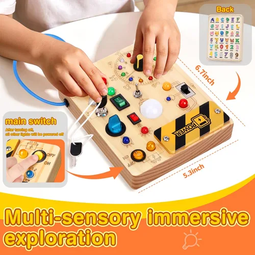 Miniatura 5 de Grarain Tablero de actividades para niños pequeños – Juguete educativo Montessori para niños y niñas de 1 a 3 años Actividad de aprendizaje