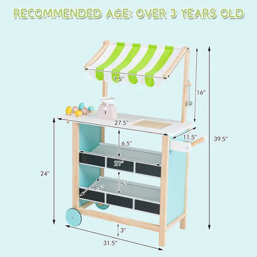 Miniatura 7 de INFANS Juguete de madera para tienda de comestibles, juego de simulación de supermercado, almacenamiento adicional, 6 escalas de helado, campanas