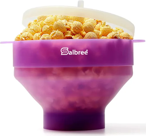 La máquina original de Salbree para hacer palomitas de maíz plegable de silicona para microondas, cuenco apto para microondas con capacidad de 16
