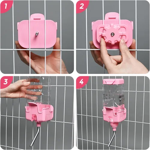 Miniatura 5 de Dispensador de agua Vannon para animales pequeños para jaula, botella de agua de 30oz para autoalimentación en jaula para conejo, chinchilla, hurón