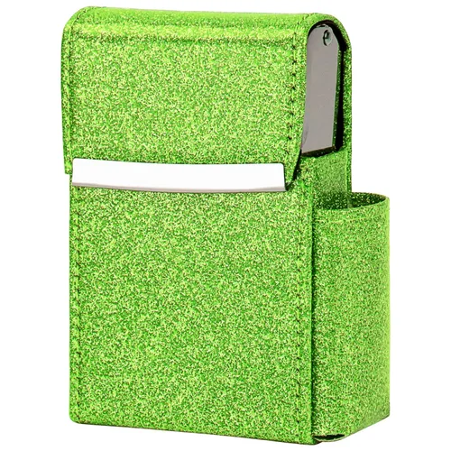 Miniatura 10 de Caja de cigarrillos deslizante de piel sintética con soporte para encendedor y trabilla para cinturón para hombres y mujeres, unisex
