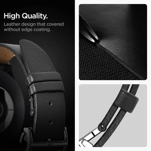 Miniatura 4 de Spigen - Correa de piel auténtica compatible con MoonSwatch, Galaxy Watch de 0.787 in Folding Buckle Clasp, Quick Release Fits Omega x Swatch