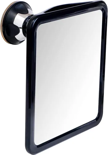 MIRRORVANA Espejo de ducha sin niebla para afeitar con succión mejorada, diseño antiniebla dual, superficie irrompible y giro de 360°, 8" x 7"