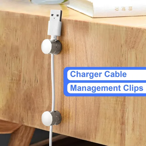 Miniatura 4 de SmallCat 3 juegos de soportes de cargador para cables, soportes de anclaje de cable ajustables plateados, clips de cable de metal adhesivos