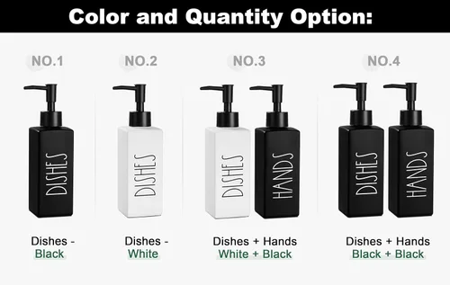 Miniatura 7 de Dispensador de jabón para platos, dispensador de jabón negro mate para cocina, dispensador de platos de vidrio con bomba, dispensador de botellas