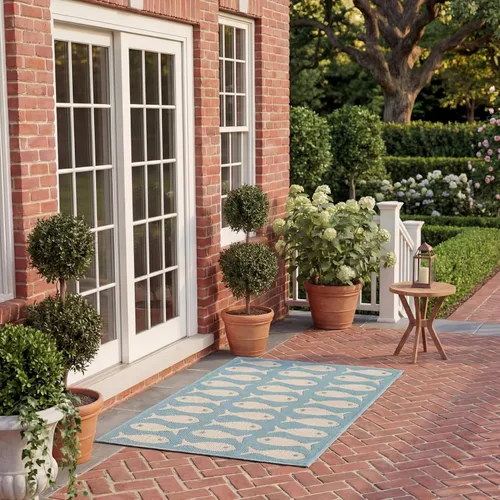 Miniatura 30 de SAFAVIEH Alfombra lavable para exteriores, colección Patio de 2.3 x 6.7 pies, color negro y beige, no desprende pelusa y fácil limpieza, ideal