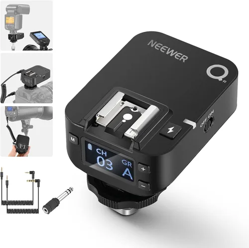 NEEWER Receptor flash inalámbrico QR 2.4G para NEEWER QPRO-C, QPRO-N, QPRO-S, contacto único con puerto de sincronización de 0.098 in, zapatos